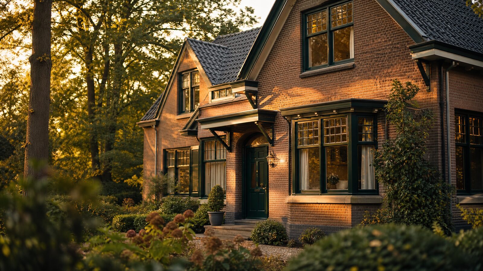 Karakteristieke Apeldoornse woning aan de rand van de Veluwe in warm ochtendlicht
